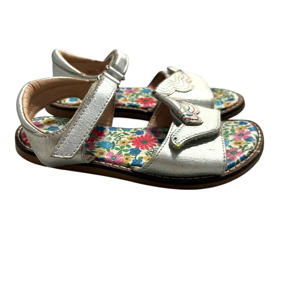 Mini Boden EU 29 (US 11.5) Metallic Silver Bird Sandals